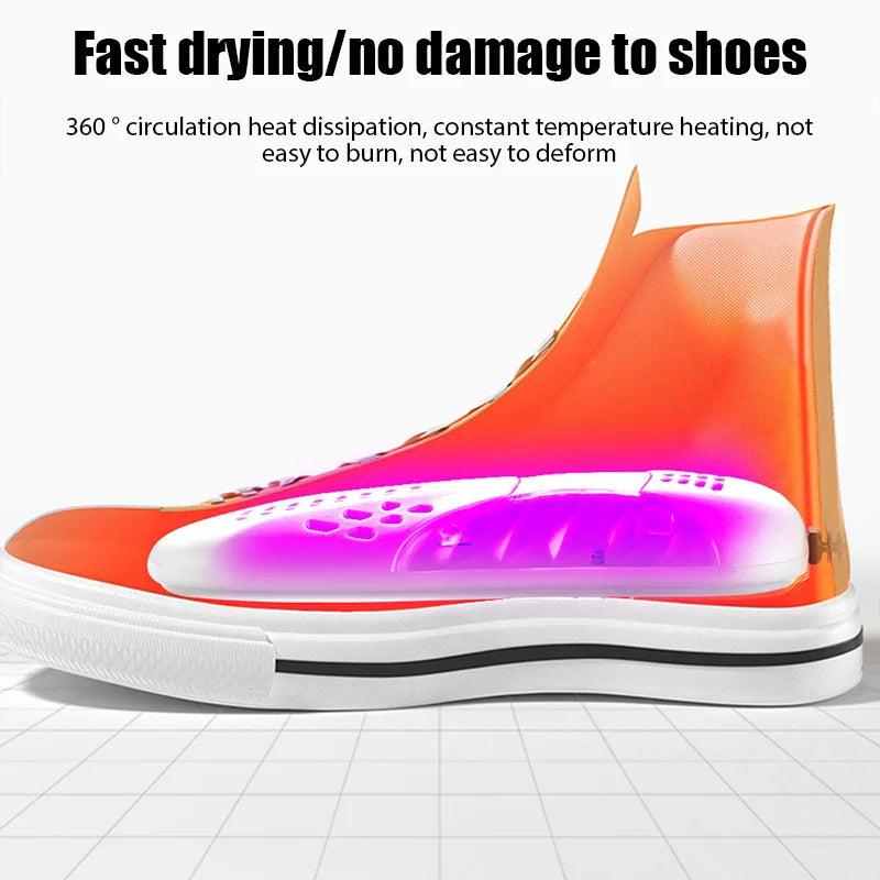 UV electric shoe warmer, deodorizer and dehumidifier device.