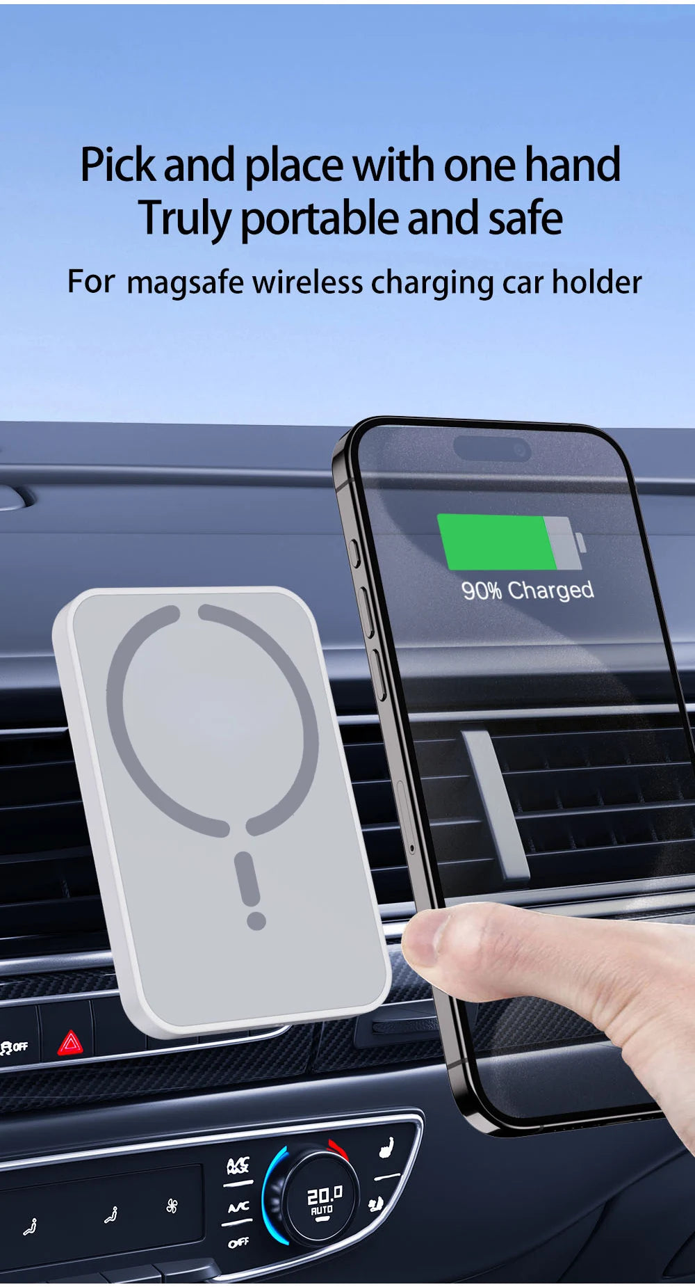 15W Magnetic Wireless Car Phone Charger.