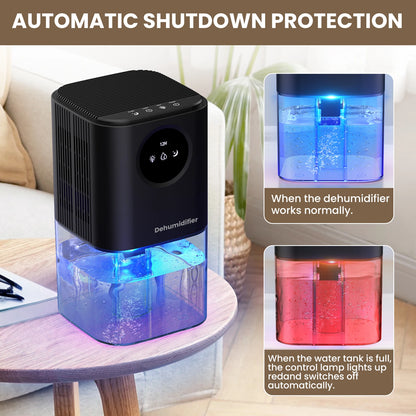 Portable Dehumidifier With 35 Ounces Capacity, Silent Operation, With Romantic Colorful Lights, Timer Switch