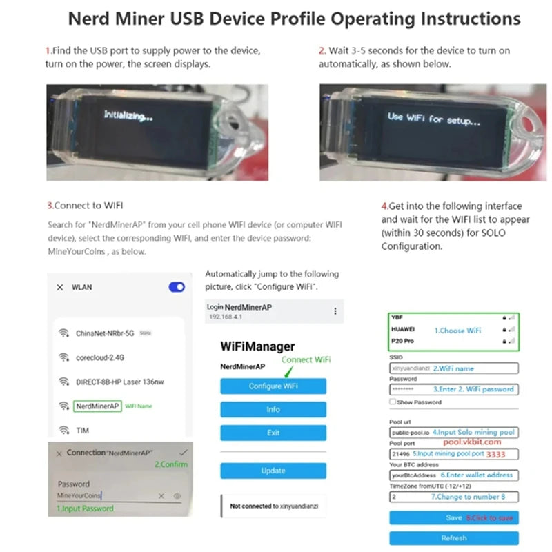 Lucky Miner V3 Silent Machine Usb 74KH/S LV03 Mini Asic Mining,