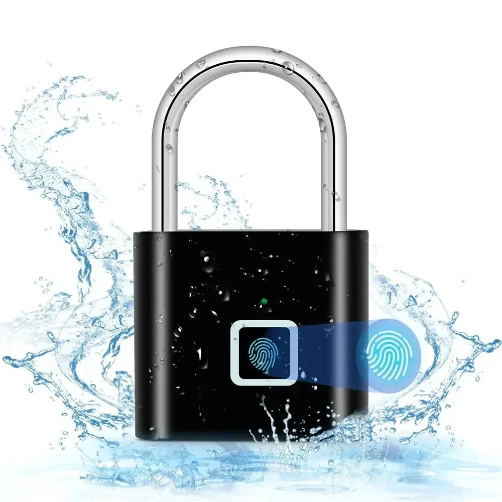 Smart Fingerprint Padlock, Zinc Alloy, Self-Image Chip, Supports Up to 20 Fingerprints, Keyless USB Charging